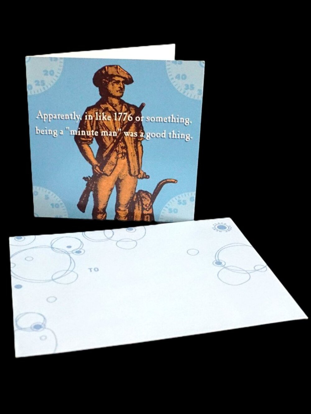 Hallmark Vintage Minute Man 1779 Blank Square Note Greeting Card Funny